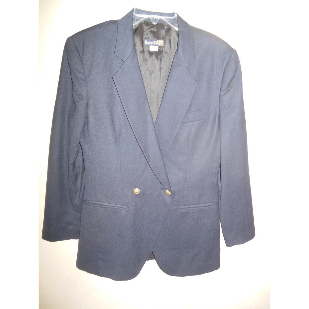 Harold's Women's Navy Blue Long Sleeve Lined Double Breasted Blazer Size 8